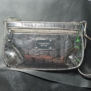 Michael Kors Metallic Silver Wristlet